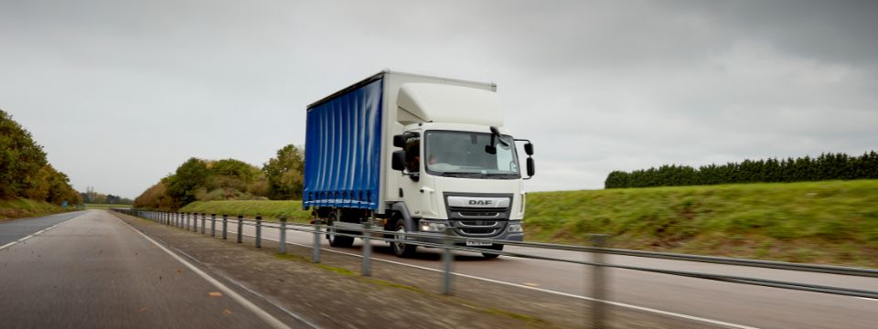 DAF lorry on quiet road