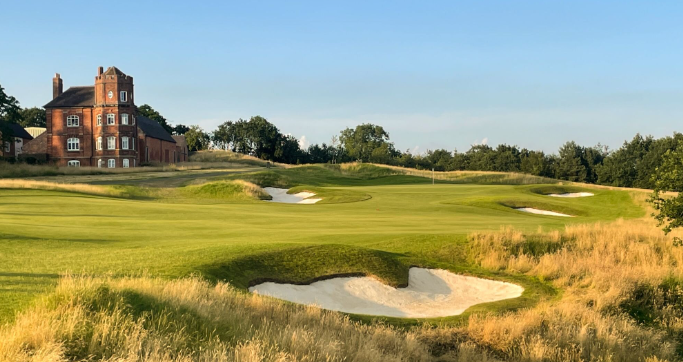 Microlise logistics technology company headquarters overlooking a scenic golf course with sand traps and lush fairways, symbolising precision and strategic planning in supply chain solutions.