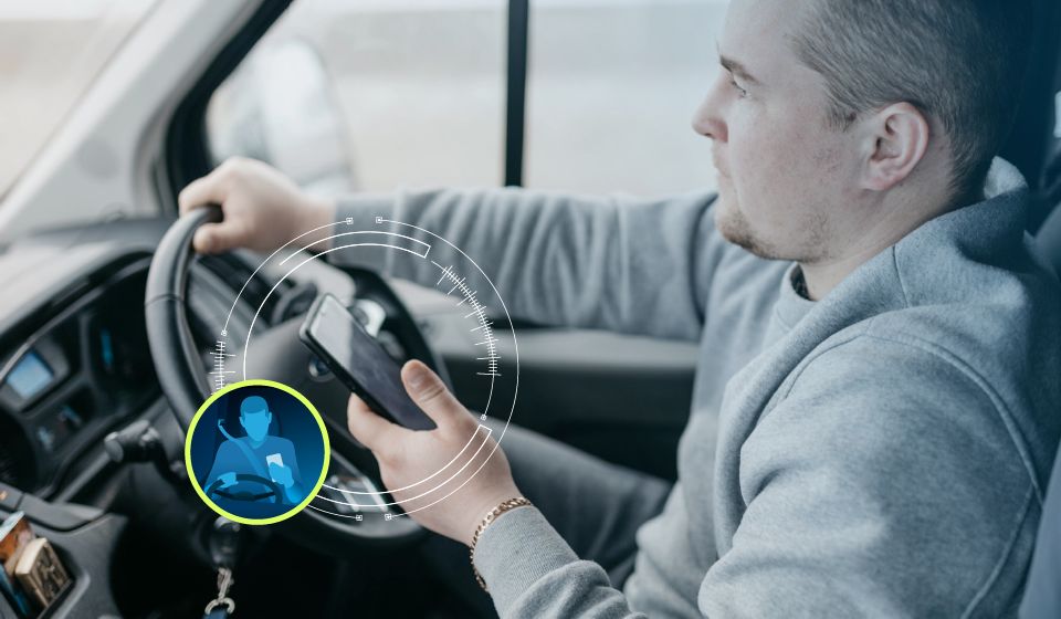 distracted driver using a mobile phone