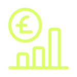 Illustration of load consolidation in logistics, showing a bar chart with a pound symbol, representing cost savings and efficiency in freight management.