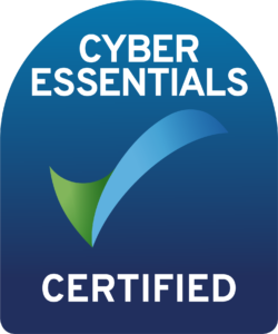 Cyber Essentials certified badge by Microlise featuring a check mark and the words 'Cyber Essentials Certified' on a blue background.